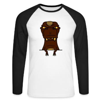 wand text feld schreiben fleischfresser böse monst - Unisex Baseballshirt langarm - Weiß/Schwarz - Vorne - Nik (191cm)