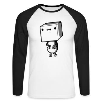 Mignon petit robot - T-shirt baseball manches longues Homme - blanc/noir - Devant - Nik (191cm)