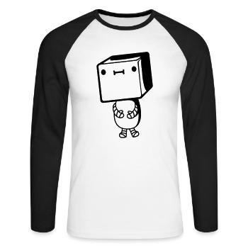 Petit robot mignon - T-shirt baseball manches longues Homme - blanc/noir - Devant - Nik (191cm)