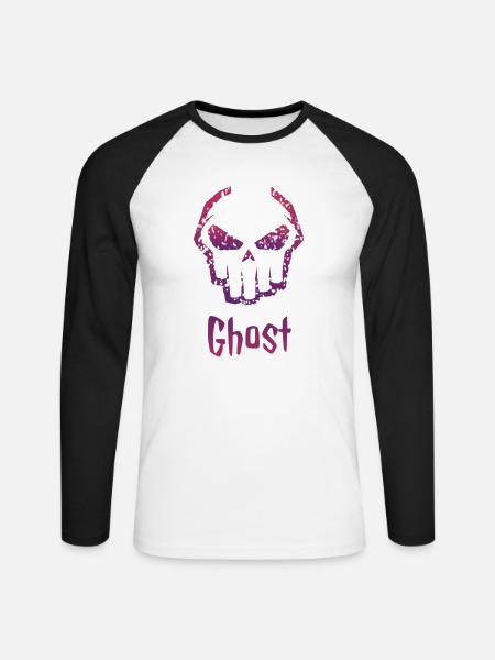 Ghost funny desgin tishirt - Unisex Baseballshirt langarm - Weiß/Schwarz