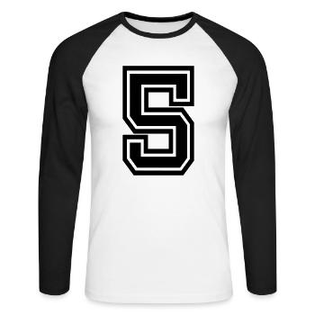 5 - Unisex Baseballshirt langarm - Weiß/Schwarz - Vorne - Nik (191cm)