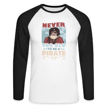 Never Too Old To Be A Pirate - Unisex Baseballshirt langarm - Weiß/Schwarz - Vorne - Nik (191cm)