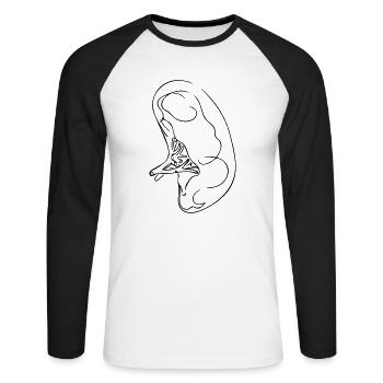 Pancreatic Line Art - Minimalist - Unisex Long Sleeve Baseball T-Shirt - white/black - Front - Nik (191cm)