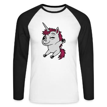 Dabbing Dancing Unicorn Party - Unisex Long Sleeve Baseball T-Shirt - white/black - Front - Nik (191cm)