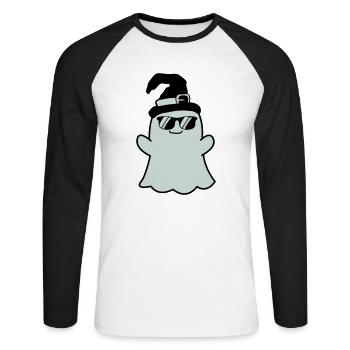ghost cool - Unisex Baseballshirt langarm - Weiß/Schwarz - Vorne - Nik (191cm)