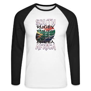 Rugby Afrique du Sud Südafrika Fan de rugby - T-shirt baseball manches longues Homme - blanc/noir - Devant - Nik (191cm)