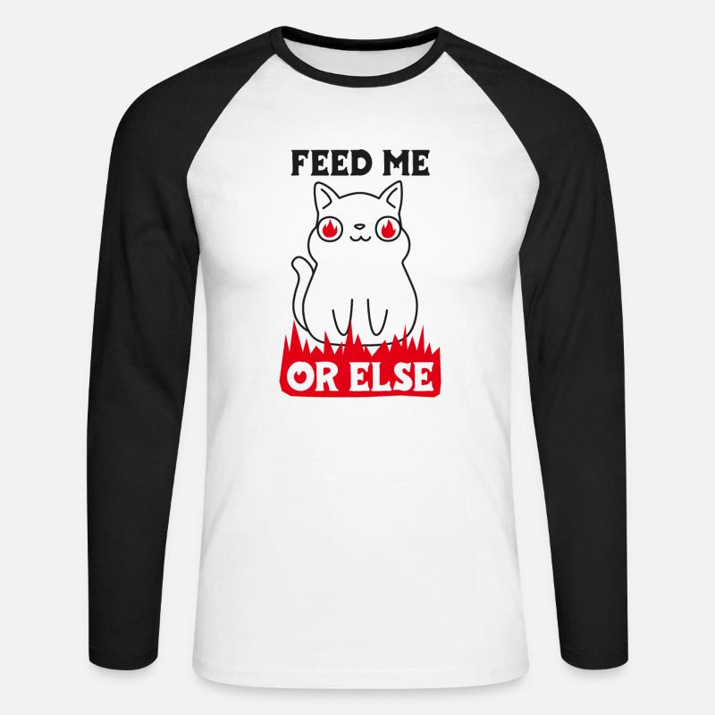 Feed me or else - Unisex Baseballshirt langarm - Weiß/Schwarz
