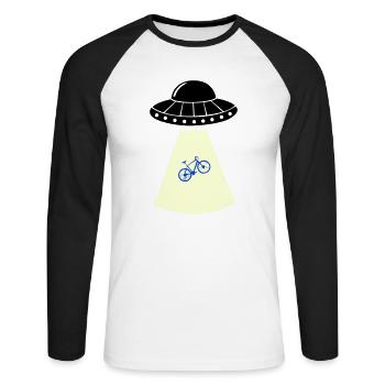 Vélo OVNI - T-shirt baseball manches longues Homme - blanc/noir - Devant - Nik (191cm)
