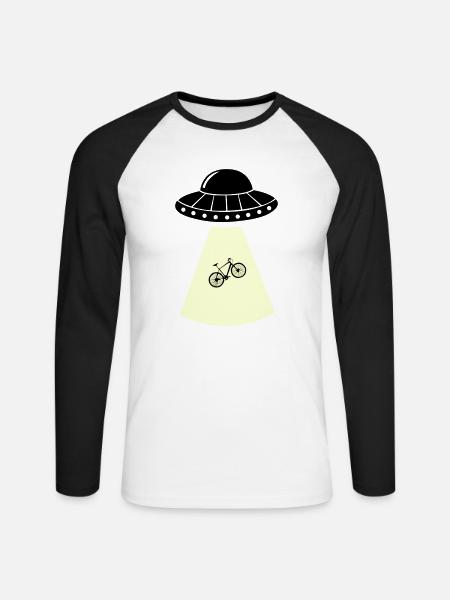 UFO Bicycle - Unisex Long Sleeve Baseball T-Shirt - white/black