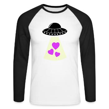 Coeur d’OVNI - T-shirt baseball manches longues Homme - blanc/noir - Devant - Nik (191cm)