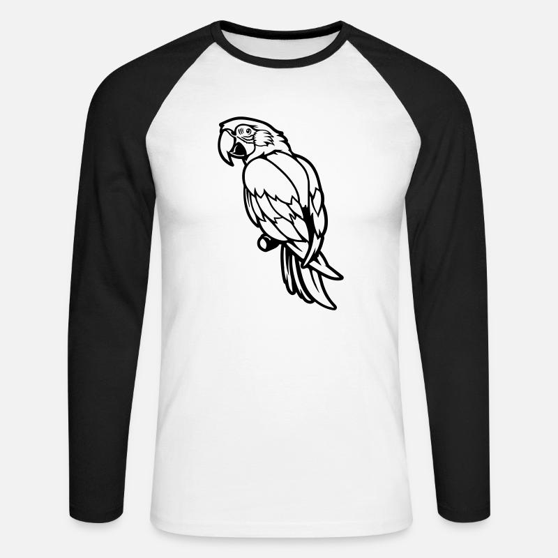 papagei tier comic - Unisex Baseballshirt langarm - Weiß/Schwarz