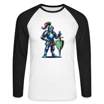 Knight Comic - Unisex Long Sleeve Baseball T-Shirt - white/black - Front - Nik (191cm)