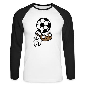 Horse Football Ball Game Header Club Fan Hobby - Unisex Long Sleeve Baseball T-Shirt - white/black - Front - Nik (191cm)