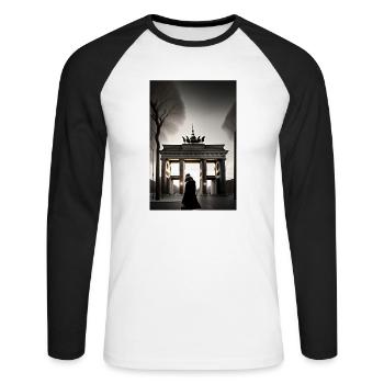 berlin black white siluette 2 - Unisex Baseballshirt langarm - Weiß/Schwarz - Vorne - Nik (191cm)
