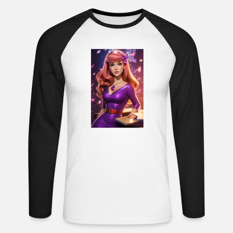 Daphne Blake - Unisex Baseballshirt langarm - Weiß/Schwarz