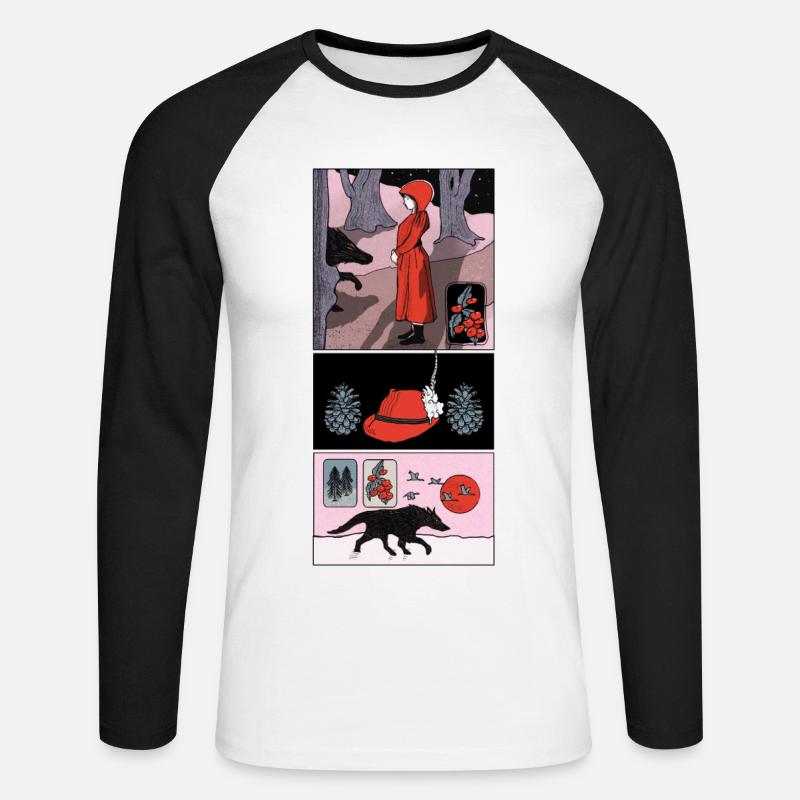 Rotkäppchen Comic - Unisex Baseballshirt langarm - Weiß/Schwarz