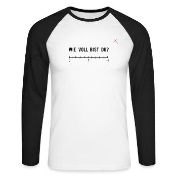 Wie voll Bist du? Abschlussfeier - Unisex Baseballshirt langarm - Weiß/Schwarz - Vorne - Nik (191cm)