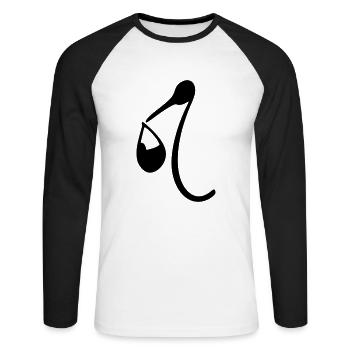 cigogne bébé - T-shirt baseball manches longues Homme - blanc/noir - Devant - Nik (191cm)