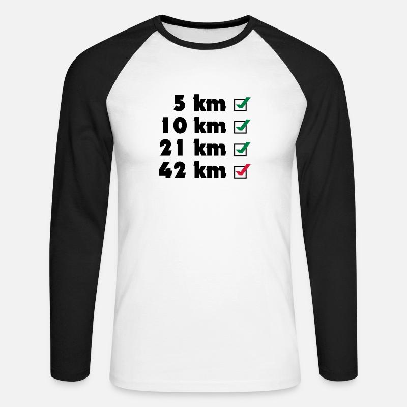 Marathon Checklist - Unisex Baseballshirt langarm - Weiß/Schwarz