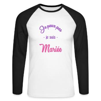 FUTURE MARIEE. EVJF. MARIEE - T-shirt baseball manches longues Homme - blanc/noir - Devant - Nik (191cm)