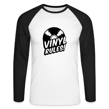 Vinyl rules - CD - recordings-music-retro - Unisex Long Sleeve Baseball T-Shirt - white/black - Front - Nik (191cm)