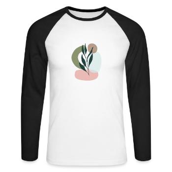 Style bohème minimaliste - T-shirt baseball manches longues Homme - blanc/noir - Devant - Nik (191cm)