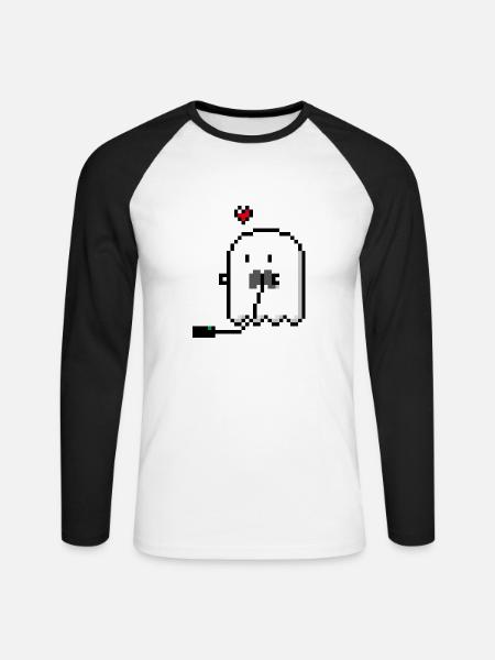 Gamer Ghostie - Unisex Long Sleeve Baseball T-Shirt - white/black