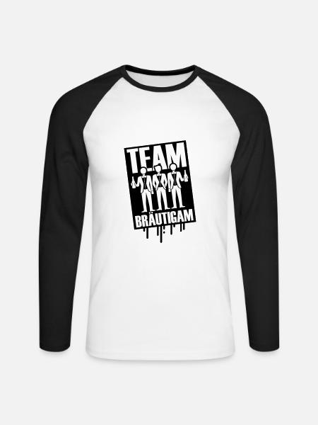Team Bräutigam Polterhochzeit - Unisex Baseballshirt langarm - Weiß/Schwarz