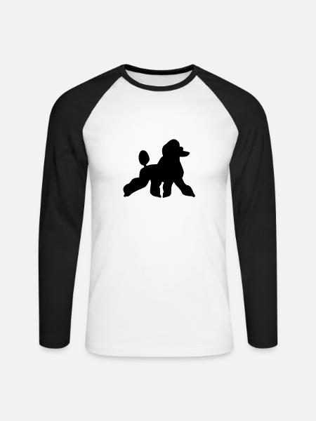 Caniche - T-shirt baseball manches longues Homme - blanc/noir
