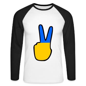 Ukraine - T-shirt baseball manches longues Homme - blanc/noir - Devant - Nik (191cm)