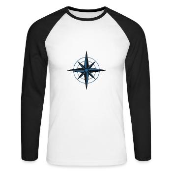 Navigation Kompass Stern Segler und Skipper Boot - Unisex Baseballshirt langarm - Weiß/Schwarz - Vorne - Nik (191cm)