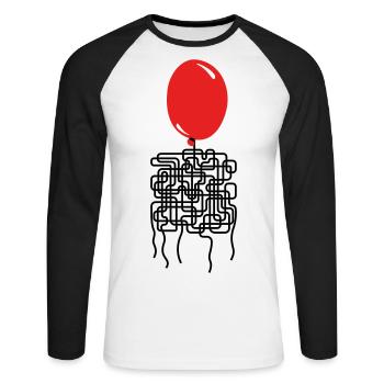 Ballonyrinth Ballon-Faden-Labyrinth - Unisex Baseballshirt langarm - Weiß/Schwarz - Vorne - Nik (191cm)