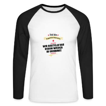 ergotherapeutin wir basteln das in ordnung - Unisex Baseballshirt langarm - Weiß/Schwarz - Vorne - Nik (191cm)