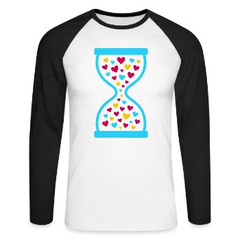 Colorful Hearts Hourglass - Love and Time Flow - Unisex Long Sleeve Baseball T-Shirt - white/black - Front - Nik (191cm)