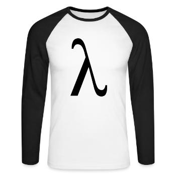 Lamda - Unisex Baseballshirt langarm - Weiß/Schwarz - Vorne - Nik (191cm)