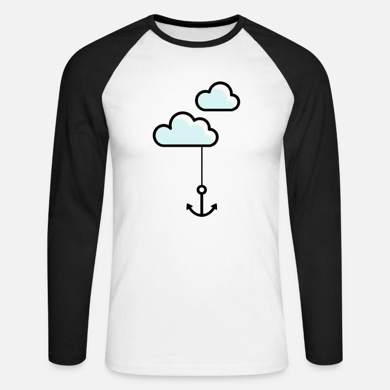Anker mit Wolke - Unisex Baseballshirt langarm - Weiß/Schwarz