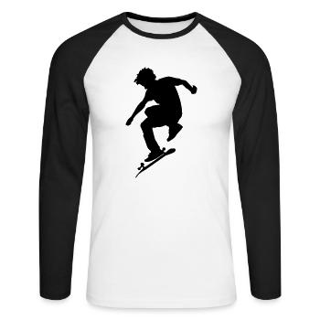 Skateboarder - Unisex Long Sleeve Baseball T-Shirt - white/black - Front - Nik (191cm)