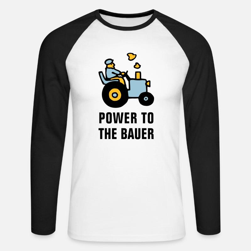 power_to_the_bauer_072011_b_3c - Unisex Baseballshirt langarm - Weiß/Schwarz