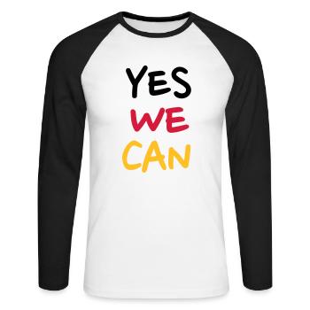 Yes we can - T-shirt baseball manches longues Homme - blanc/noir - Devant - Nik (191cm)