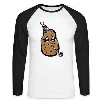 alleine einsam gesicht suess niedlich kleine gebur - Unisex Baseballshirt langarm - Weiß/Schwarz - Vorne - Nik (191cm)