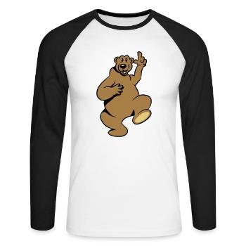 Bear happy funny - Unisex Long Sleeve Baseball T-Shirt - white/black - Front - Nik (191cm)