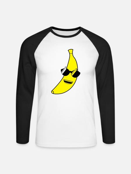 banane_cool_2 - Unisex Baseballshirt langarm - Weiß/Schwarz