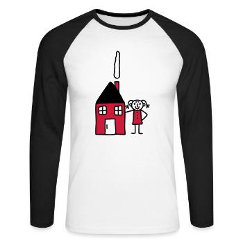 Frau am Haus - V2 - Unisex Baseballshirt langarm - Weiß/Schwarz - Vorne - Nik (191cm)