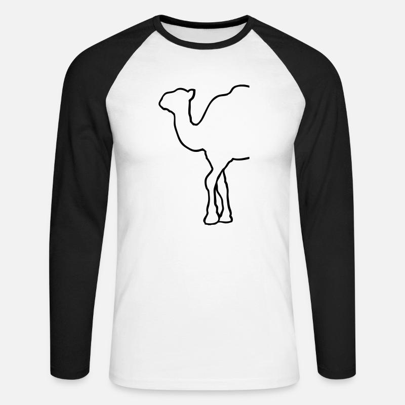 Camel - Kamel - Dromedar - Unisex Baseballshirt langarm - Weiß/Schwarz