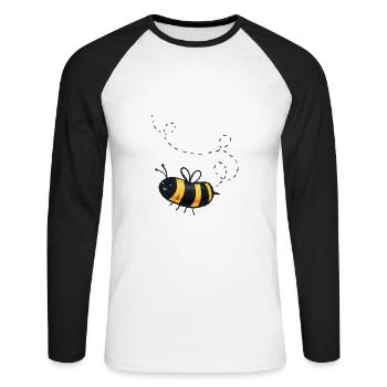 Plüschmors Plattdeutsch Geschenkidee - Unisex Baseballshirt langarm - Weiß/Schwarz - Vorne - Nik (191cm)