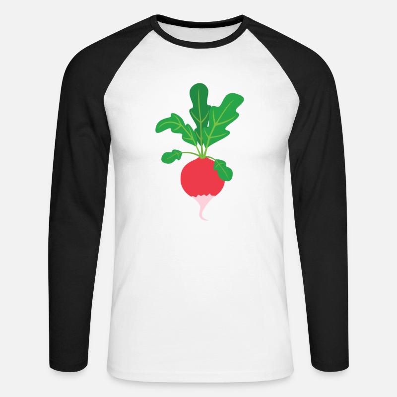 Radieschen - Unisex Baseballshirt langarm - Weiß/Schwarz