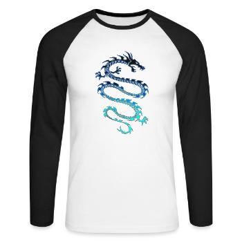 Dragon tatto - T-shirt baseball manches longues Homme - blanc/noir - Devant - Nik (191cm)