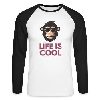 life is cool - T-shirt baseball manches longues Homme - blanc/noir - Devant - Nik (191cm)