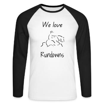 We love Rundowns - Unisex Baseballshirt langarm - Weiß/Schwarz - Vorne - Nik (191cm)