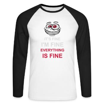 Tout va bien devis - T-shirt baseball manches longues Homme - blanc/noir - Devant - Nik (191cm)